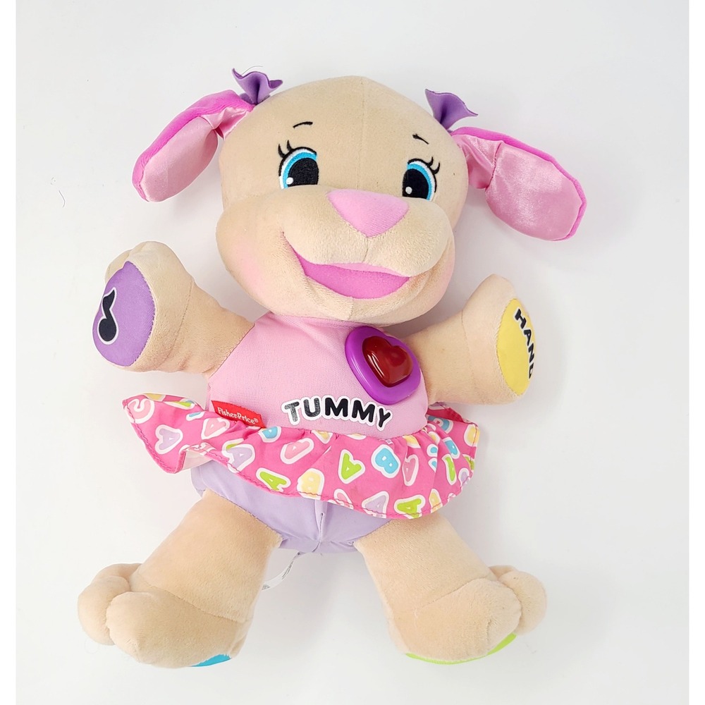 Fisher-Price Laugh & Learn Love to Play Sis Puppy Plush Pink 14" 2012 TESTED